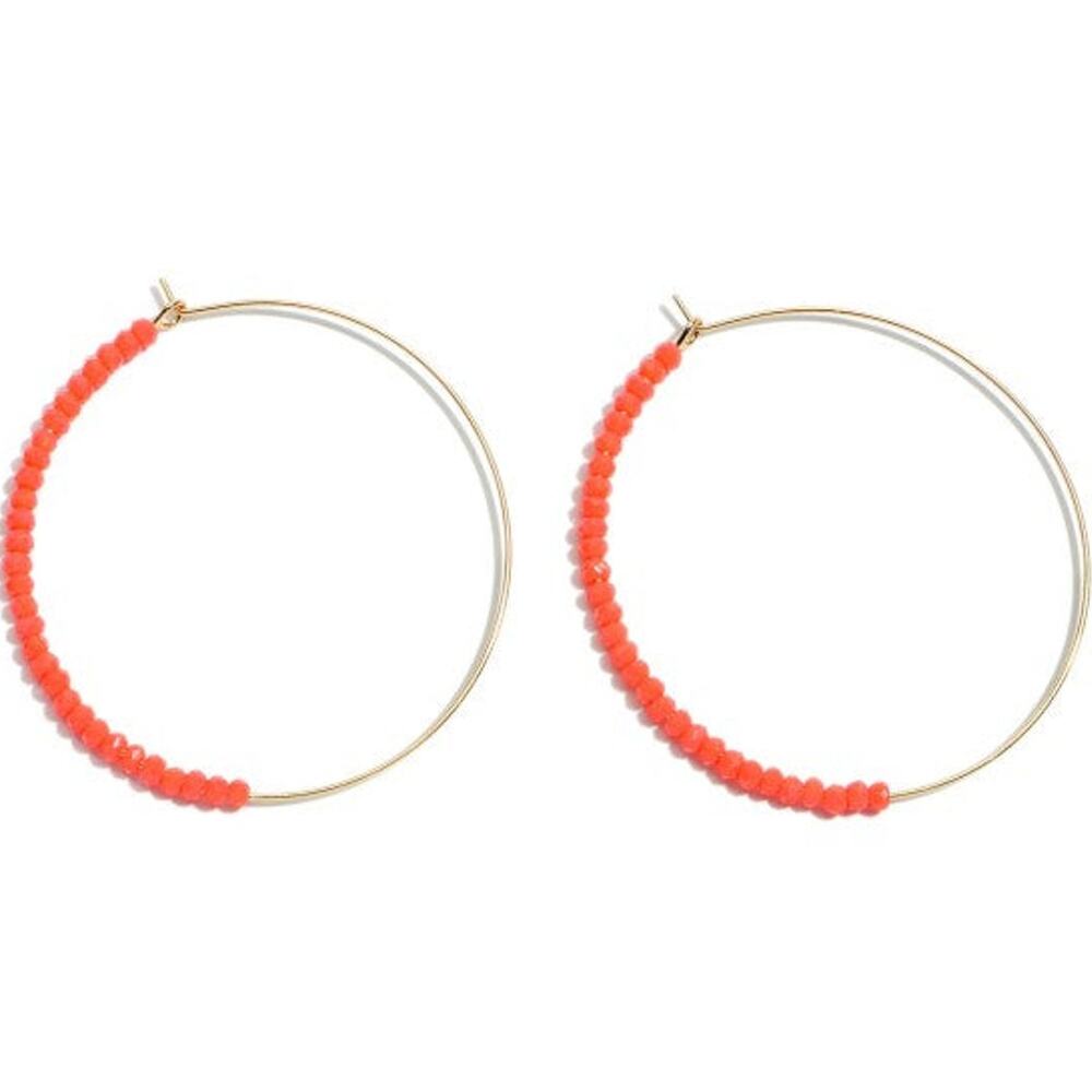 Beaded Wire Hoop Earrings – Orange